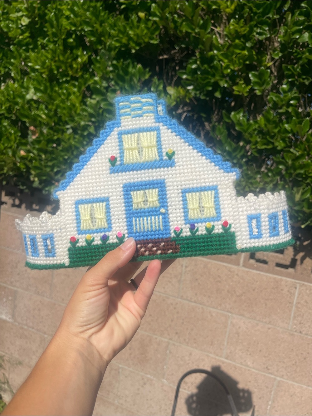 Handmade Plastic Needle Point Cottage Napkin and Salt/pepper Shaker Holder